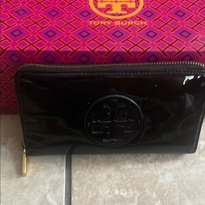 Tory Burch Black Patent Leather Wallet